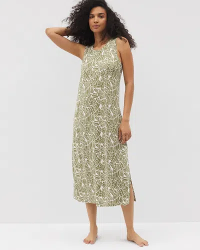 Soma Women's Cool Nights Long Sleep Tank Top Nightgown In Green Size Xs |