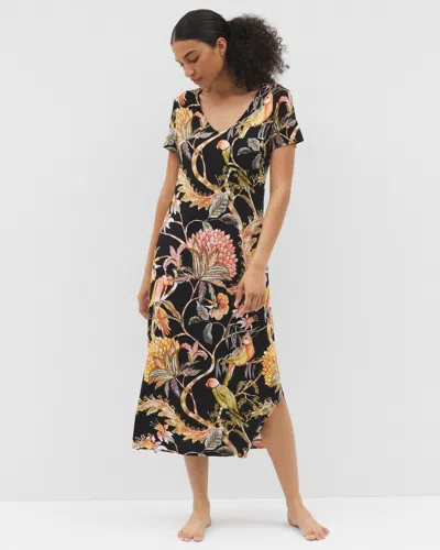Soma Women's Cool Nights Short Sleeve Long Nightgown In Black Size Xs |