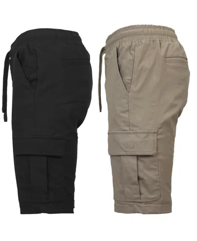 Galaxy By Harvic Men's 2-pack Super Flex Stretch Cargo Jogger Shorts In Multi