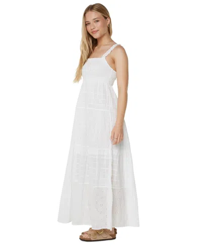 Roxy Lily Bloom Eyelet Ruffle Maxi Dress In White