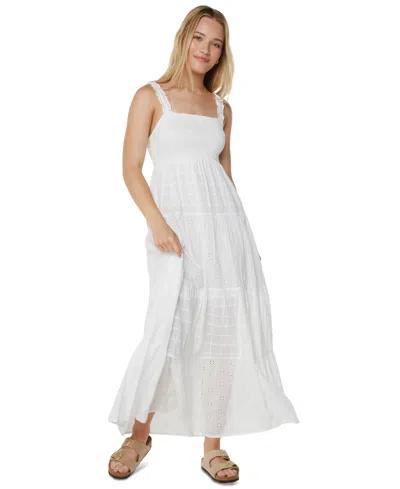 Roxy Lily Bloom Eyelet Ruffle Maxi Dress In White