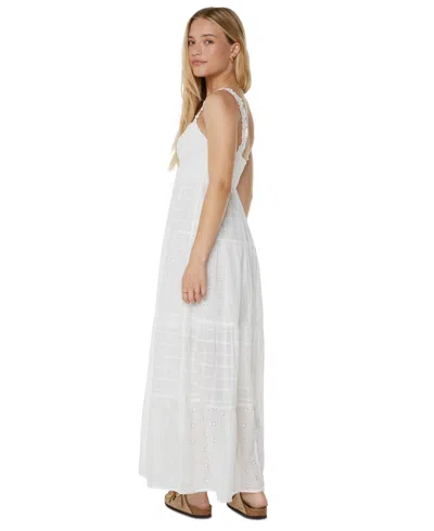 Roxy Lily Bloom Eyelet Ruffle Maxi Dress In White