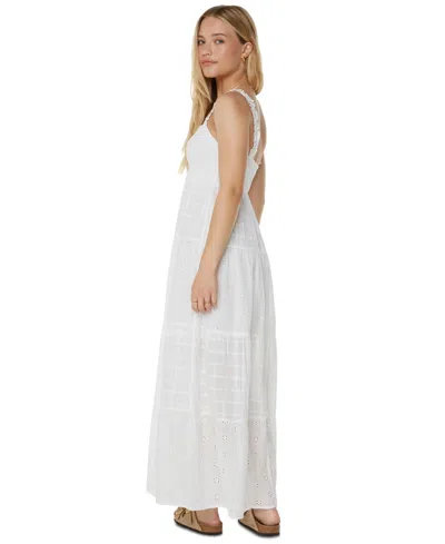 Roxy Lily Bloom Eyelet Ruffle Maxi Dress In White