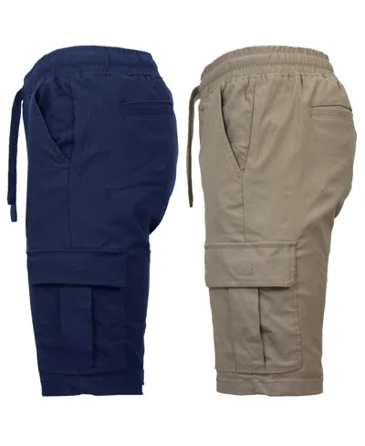 Galaxy By Harvic Men's 2-pack Super Flex Stretch Cargo Jogger Shorts In Multi