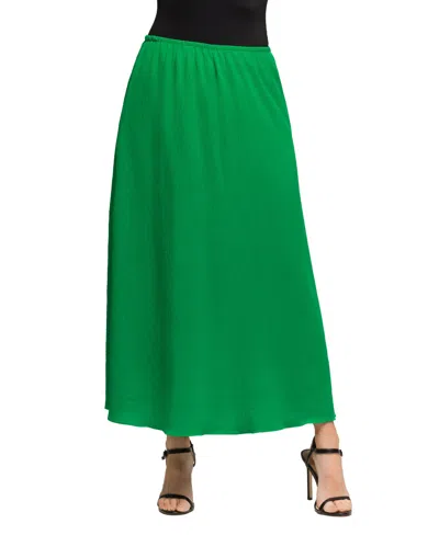 24seven Comfort Apparel Women's Elastic Waist A Line Maxi Skirt In Green