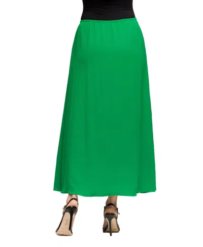 24seven Comfort Apparel Women's Elastic Waist A Line Maxi Skirt In Green