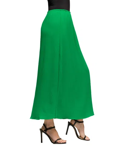 24seven Comfort Apparel Women's Elastic Waist A Line Maxi Skirt In Green