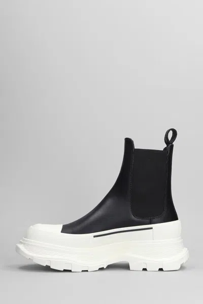 Alexander Mcqueen Chunky Outsole Cap Toe Chelsea Boots In Black