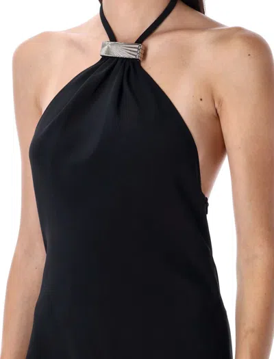 Attico Black Halterneck Midi Dress In Black