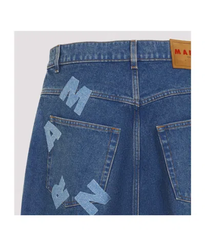 Marni Wide Leg Cotton Denim Jeans In Blue