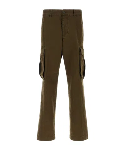 Dsquared2 Dsquared Olive Green Stretch Cotton Loose Cargo Pant