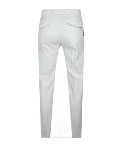 Eleventy Men White Pants With Elastic Drawstring Waist And Tapered Leg In Cotton Blend Stretch Woman In White