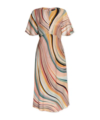 Ps By Paul Smith Ps Paul Smith Short-sleeved Stripe Patterned Dress In Multi