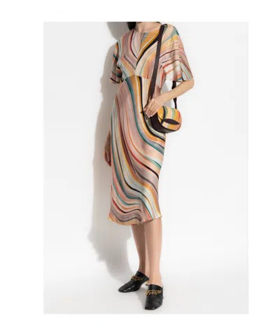 Ps By Paul Smith Ps Paul Smith Short-sleeved Stripe Patterned Dress In Multi