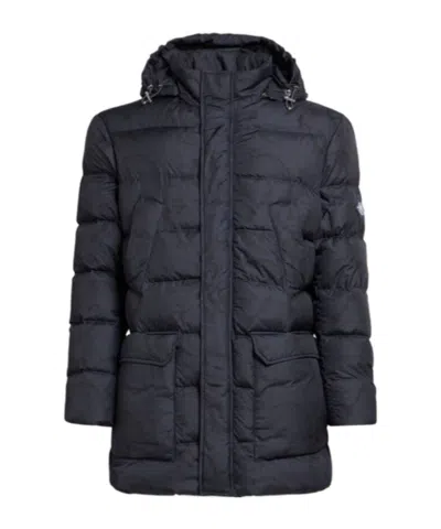 Etro Long Paisley Down Jacket In Blue