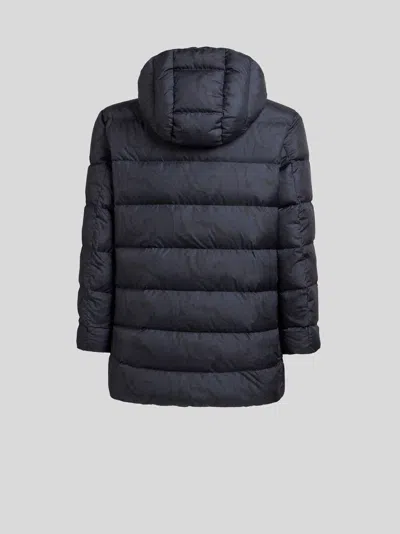 Etro Long Paisley Down Jacket In Blue
