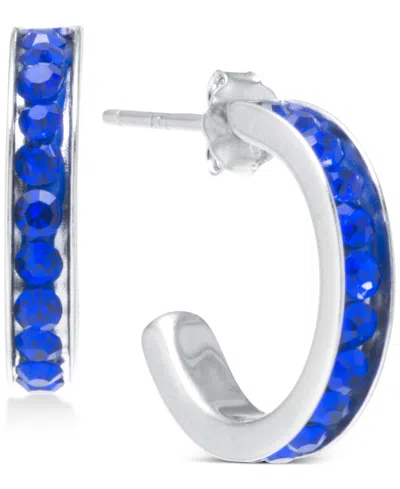 Macy's Multicolor Crystal Pave Small Hoop Earrings In Sterling Silver, 0.59"