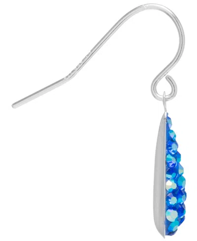 Macy's Blue Crystal Pave Elongated Teardrop Earrings In Sterling Silver