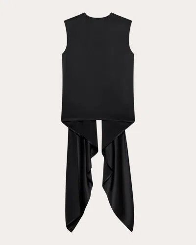 Helmut Lang Sleeveless Draped Silk Scarf Top In Black