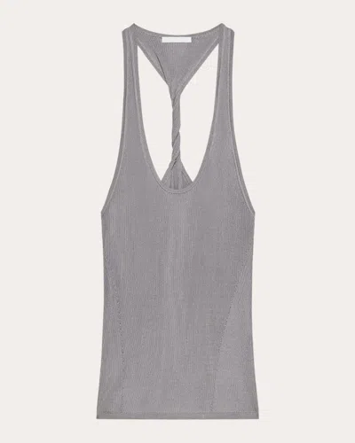 Helmut Lang Ribbed Twist Tank Top In Gray