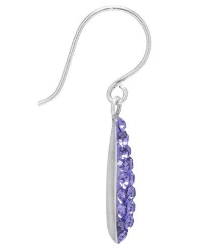 Macy's Blue Crystal Pave Elongated Teardrop Earrings In Sterling Silver