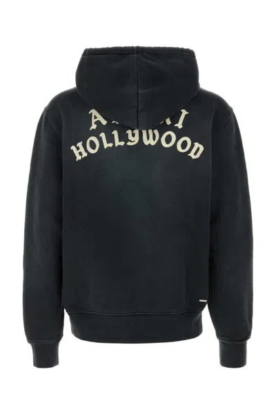 Amiri Felpa In Cotone Ardesia  Uomo In Black