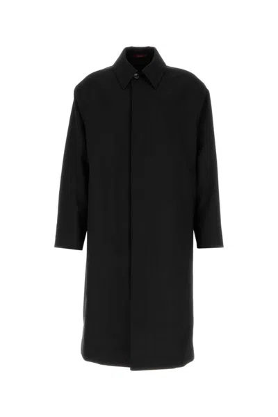 Gucci Tailored Wool Overcoat Featuring Hidden Placket In Black