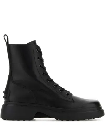 Tod's Platform Combat Boots With Lace-up Design In Black