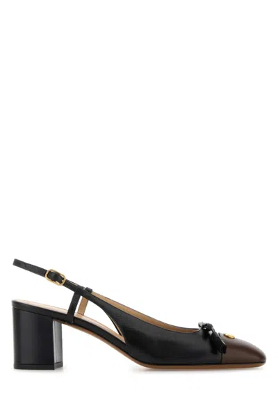 Valentino Leather Vlogo Signature Pumps With Block Heel In Black