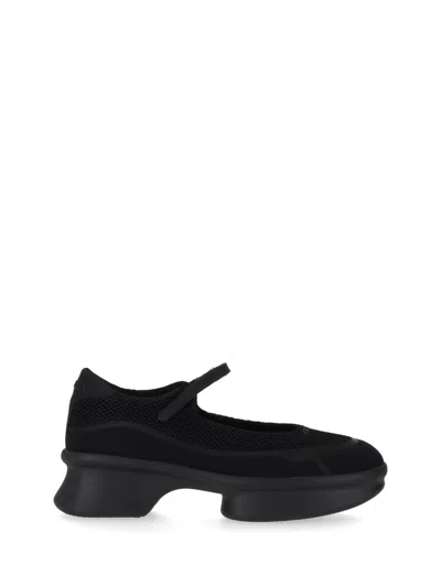 Prada Wavy Mesh Platform Ballerina Shoes In Black