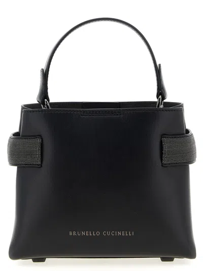 Brunello Cucinelli 'core' Structured Top Handle Handbag In Black