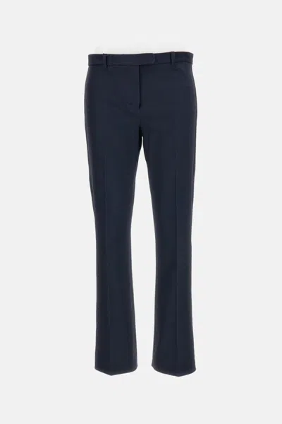 Max Mara Cropped Slim-fit Twill Pants With Mid-rise Waist In Blue