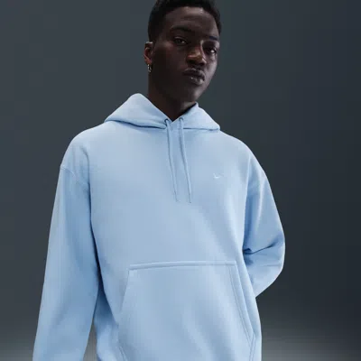 Nike Solo Swoosh Logo-embroidered Cotton-blend Jersey Hoodie In Blue