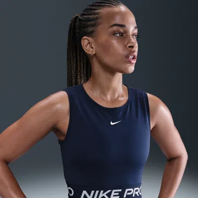Nike Women's  Pro Dri-fit Cropped Tank Top In Blue