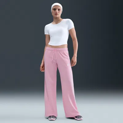 Nike Women's  Sportswear Club Fleece Mid-rise Wide-leg Sweatpants In Pink