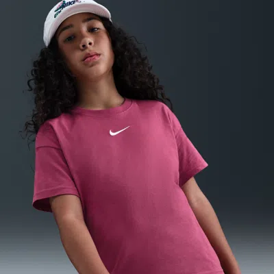 Nike One Relaxed Big Kids' (girls') Dri-fit Short-sleeve Top In Pink