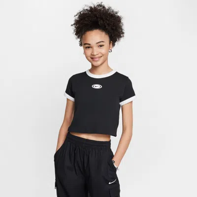 Nike Sportswear Big Kids' (girls') Cropped T-shirt In Black