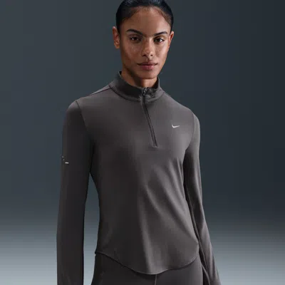 Nike Women's Swift Dri-fit Uv 1/4-zip Running Top In Gray