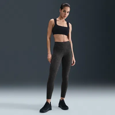 Nike Women's Zenvy Gentle-support High-waisted 7/8 Printed Leggings In Black