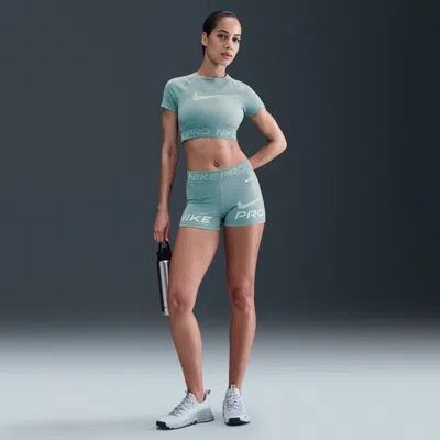 Nike Women's  Pro Mid-rise 3" Biker Shorts In Blue
