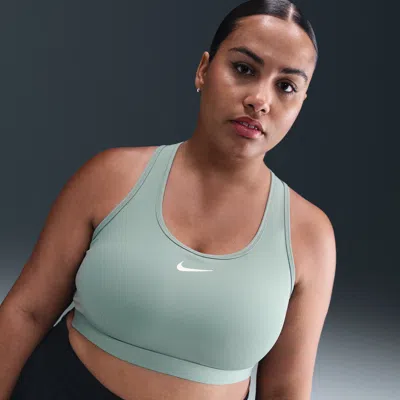 Nike Women's Swoosh Medium Support Padded Sports Bra (plus Size) In Green