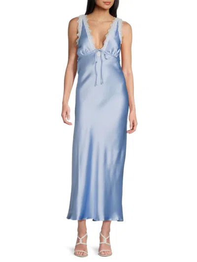 Bebe Women's Lace-trimmed Satin Midi-slipdress