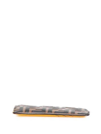 Pre-owned Fendi 2010-2025 Zucca Embossed Leather Coin Pouch