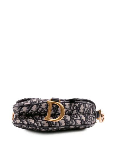 Pre-owned Dior 2019 Mini Oblique Canvas Saddle Bag Satchel