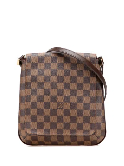 Pre-owned Louis Vuitton 2004 Damier Ebene Musette Salsa Long Strap Crossbody Bag