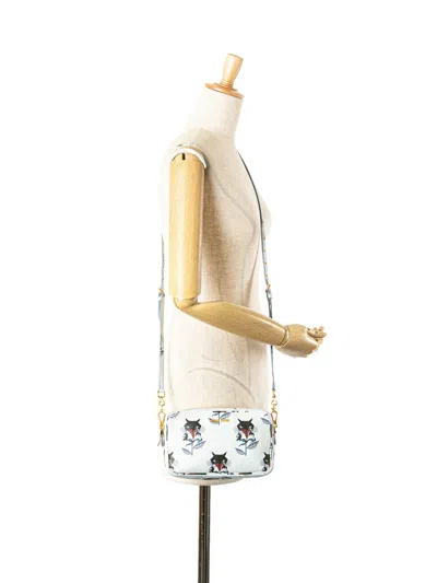 Pre-owned Miu Miu 2010-2025 Goatskin Madras Cat Print Double Zip Crossbody Bag