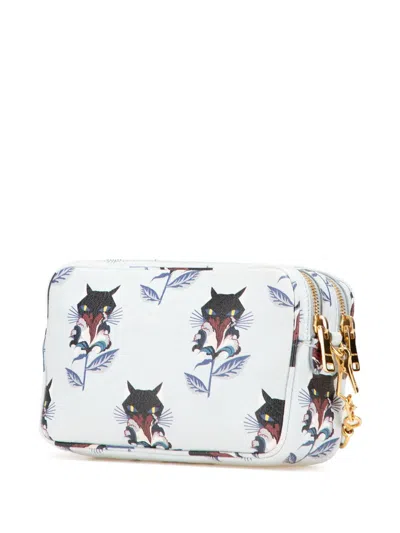 Pre-owned Miu Miu 2010-2025 Goatskin Madras Cat Print Double Zip Crossbody Bag