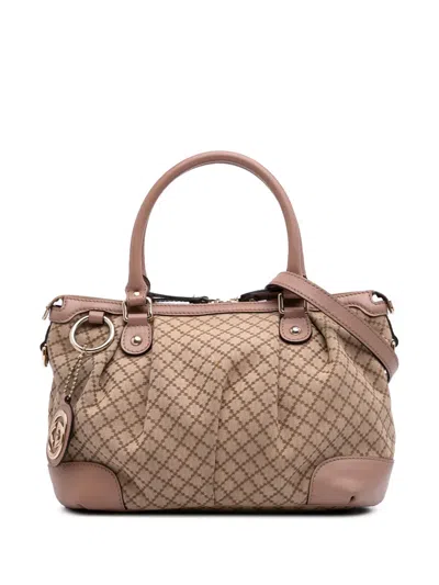 Pre-owned Gucci 2016-2025 Diamante Canvas Sukey Satchel
