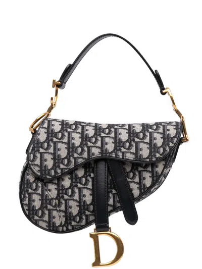 Pre-owned Dior 2018 Mini Oblique Canvas Saddle Bag Satchel