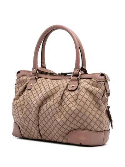 Pre-owned Gucci 2016-2025 Diamante Canvas Sukey Satchel